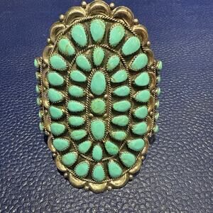 Danny L Wauneka Sterling Silver & Turquoise Cuff Bracelet Signed - Beautiful